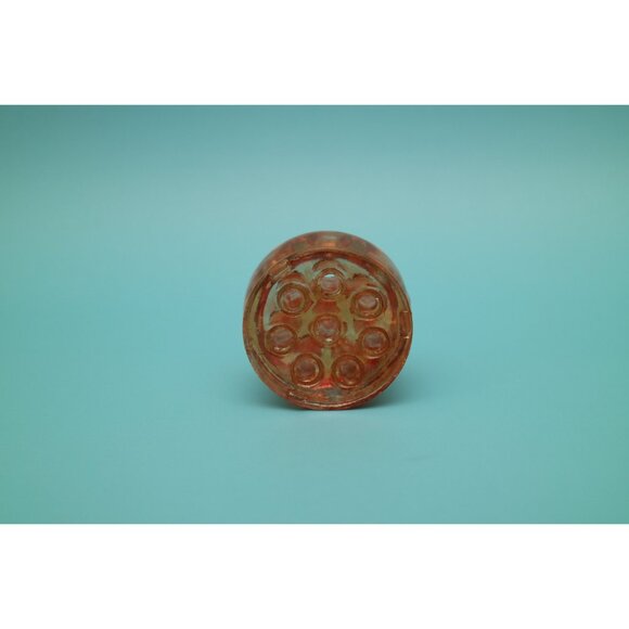 Vintage Marigold Carnival Glass 8 Hole 2 1/4 Inch Flower Frog - Picture 6 of 7